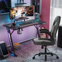 Sedia da gioco - Sedia da gioco ergonomica, sedia da gioco girevole regolabile in pelle PU con braccioli pieghevoli, adatta per casa, ufficio, ecc.