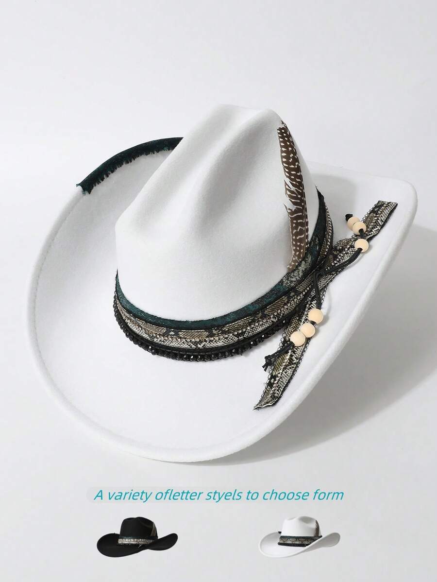 1pc Women/Unisex Fashionable Solid Color Felt Cloche Hat With Elegant Wide Belt & Bow Decor, Retro Style, Versatile Design - Multicolor - View 1