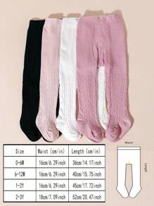 Paquete de 4 piezas de medias elásticas de punto con estampado para niñas, suaves y elegantes - Multicolor - Ver 3