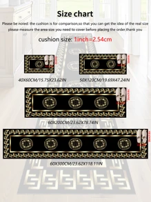 1 peça 'Fundo preto, moldura dourada em 'F', moldura interna de linha sólida, padrão circular dourado no centro' tapete antiderrapante, lavável à máquina, carpete para entrada, sala de estar, quarto, decoração de pátio externo, jardim, quintal, tapete, decoração para casa, decoração de quarto, tapete de área, tapeçaria