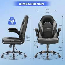 Sedia da gioco - Sedia da gioco ergonomica, sedia da gioco girevole regolabile in pelle PU con braccioli pieghevoli, adatta per casa, ufficio, ecc.