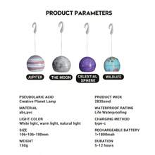 [Creative Planet Lamp] 3-Color Light Source + Type-C Fast Charging No-Installation Hook Design ▎Waterproof For Rainy Days Use Bedroom/Camping Atmosphere Artifact