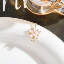 Set de 5 piezas Elegante y lujoso conector doble de aleación de cobre con rhinestones y pétalos de flores de colores, accesorios DIY de joyería para pendientes, collares y pulseras para mujeres