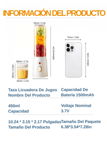 LEVIATECH 450ml Licuadora eléctrica portátil, diseño de vaso para batidos, recargable por USB, multifuncional para uso doméstico, incluye 2 vasos pequeños para jugo, mini vaso inalámbrico para jugo, larga duración de la batería, adecuado para la cocina, el hogar y la licuadora de frutas para viajes - Blanco - Ver 10