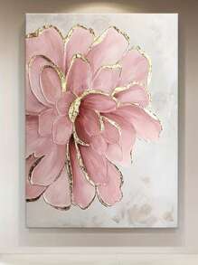 Luxury Pink Peony Gold Embellishment Wood Frame Canvas Painting, High Quality Wall Art, Ready-To-Hang Wall Decor For Living Room, Bathroom, Bedroom, Kitchen, Etc., Ready To Hang