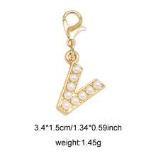 2Pcs Gold Color Letter Alloy Pendant With Faux Pearls Alphabet Charm Women Ladies Bag Clothes DIY Craft Decor A - Z