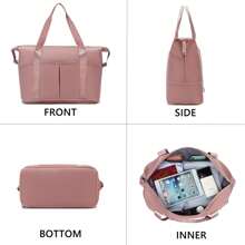 Carry On Hand Luggage Bag For Airplanes, Travel Duffel Bag For Women, Overnight Bag For Women And Men With Shoe Compartment, Foldable Weekender Bag, Portable Gym Tote Bag Sports - Pink - View 5