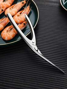 1 pieza Herramienta desvenadora de camarones de acero inoxidable - Mango ergonómico, preparación eficiente de mariscos para un fácil pelado y limpieza, utensilio de cocina