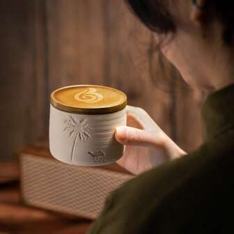 1pc High-Quality Ceramic Cup, Rustic-Style Coffee Cup, Style Thick Ceramic Espresso Cup, Creative Ceramic Gift, Desert Camel Water Cup, Festival Coffee Cup/Tea Cup, Stylish Office/Home Breakfast Cup Back To School Back To School