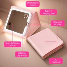 Foldable Lighted Makeup Mirror – Rechargeable 2-Sided Vanity Mirror With 1X/5X Magnification For Travel & Purse