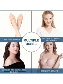 50pcs Transparent Non-Slip Sticker Applicable For Shirts Collar, Women Lingerie And Underwear Anti-Exposure - Invisible Grip Seamless Adhesive Summer Cooling,Beach,Travel - Upgraded Version Double-sided Tape 2 Packs/100 Pieces - View 5