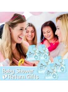 5/10/15/20 Juegos de recuerdos de ducha con diseño de oso llavero, con bolsas de organza blanca y etiquetas de agradecimiento, adecuado para duchas, fiestas, cumpleaños y decoraciones de eventos