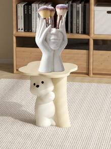 1 pièce Un support de pinceau pour le visage de style artistique doux et de luxe léger, un organisateur élégant de maquillage et d'accessoires (blanc) Décoration de la salle de bain à la maison Organisateur de maquillage d'été Retour à l'école