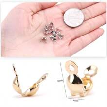 QIAO 100PCS/Box Stainless Steel Clamshell Bead Tips Knot Covers,Gold Plated Thread Clip Buckles Accessories For Jewelry Bracelet DIY - Multicolor - View 2