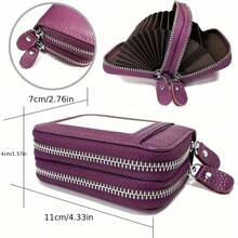 Hot Credit Card Holder Wallet RFID Blocking Small Wallet For Women Double Zipper Wallet With ID Window Gift For Women Coin Wallet - Multicolor - View 9