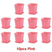 10/20pcs Colorful Mini Square Succulent Pot With Tray Plastic Flower Pot Plant Growing Container Suit For Home Garden Balcony Office - Multicolor - View 9