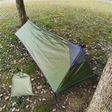 Rodless Portable A-Frame Camping Sleeping Bag Tent With Mosquito Net, Ultra-Lightweight Outdoor Gear For Camping, Military Green, Single Person.