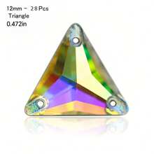 Cristales de Rhinestone de vidrio AB de forma redonda, triangular, cuadrada y de hoja AAAAA para coser en ropa, decoración del hogar, bodas y manualidades DIY - Gemas brillantes listas para fiestas, aniversarios y regalos