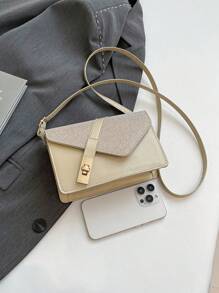 女士时尚拼布方形斜挎包，通勤和日常使用皆宜