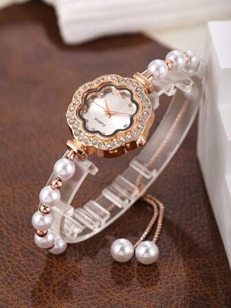 1 件女士精致链带方形表盘石英手表，英伦风格优雅