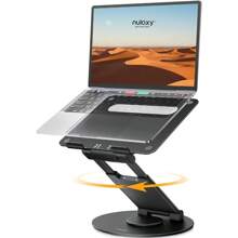 Swivel Laptop Stand For Desk With 360 Rotating Base, Adjustable Height Up To 20", Ergonomic Laptop Riser Holder Computer Stand Compatible With All Laptops Computer 10-17", Black - Black - View 1