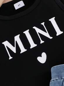 2pcs/Set Young Girl Summer Casual Letter Print White Tank Top & Skirt Set, Suitable For Commute, Daily Wear, Vacation, School