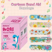 100 piezas de adorables parches de dibujos animados impermeables - transpirables, hemostáticos y suaves en la piel para deportes, uso médico y cuidado de heridas diarias - diseños lindos para alegrar tu día. Se envían estilos de patrones múltiples al azar para el botiquín de emergencia - Rosa - Ver 1