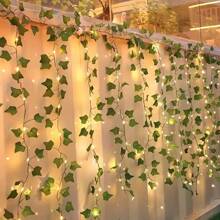 1PC 3M100LED USB Ivy Leaf Curtain String Light, Suitable For Wall, Party, Wedding, Room, Home, Kitchen, Indoor And Outdoor Lighting - Warm White - View 8