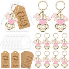 5/10/15/20 Bộ Quà tặng Tiệc mừng em bé chào đời có Móc chìa khóa thiết kế kèm Túi vải Organza màu trắng và Thẻ cảm ơn Quà tặng Tiệc mừng em bé chào đời cho bé trai và bé gái Đồ dùng thiết yếu cho ngày lễ Thích hợp cho Tiệc mừng em bé chào đời, Sinh nhật và Trang trí sự kiện - cũ A - Xem 12