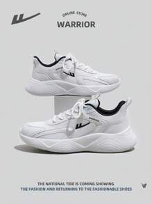 WARRIOR 1 双女式休闲网眼透气轻便软底运动鞋，厚底户外跑步鞋，情侣款 - 黑色 - 查看 5