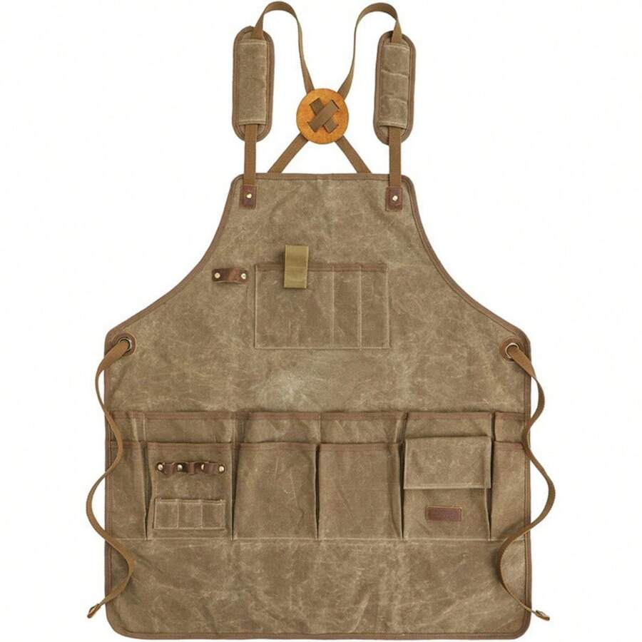 Werkzeugschürze Kochschürze Grillschürze für Damen und Herren Canvas Jeansschürze mit Taschen und verstellbarem Gürtel, für Gartenküche Grill Handarbeit Backen
