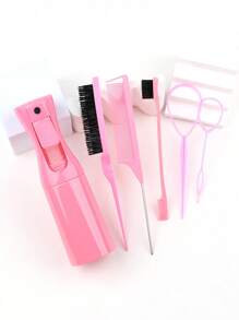 6 件套美发工具套装，包括梳子套件和连续喷雾瓶 - 适合所有发质和日常造型使用，专业，便携，适用于沙龙和家庭使用，返校，旅行度假必需品，女士发饰，刷子，发刷，边缘刷，刷头发，发梳，梳头发，顺发刷，球刷，迷你发刷，发刷套装，木梳，梳子，光滑后刷，发刷，边缘刷，刷头发，发梳，发刷套装，梳头发，迷你发刷，顺发刷，美发产品，美发工具，美发用品，护发，卷发刷，理发师，理发配件，美发设备