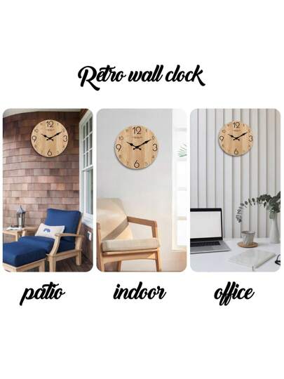 1pc 10 16 Inch Minimalist Faux Wood Texture Wooden Wand Klok Battery Powered, Round Silent Non Ticking Clock, Living Room, Bedroom, Kitchen, Home ation, /Holiday out Battery) Room Bedroom Dormitory Back To School Surprise Supplies view 4