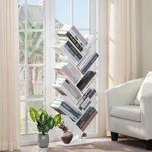 Floor Standing Wood Bookshelf For Narrow Space, Storage Organizer Bookshelves For Books/CDs/Magazine, Bookcase With Shelves For Home Office, Living Room - White