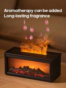 kinscoter 1PC USB 280ml Mini Fireplace Diffuser Ultrasonic Flame Humidifier Wood Grain Portable Bonfire Essential Oil Diffuser With LED Light & Remote Control For Home Office Gifts