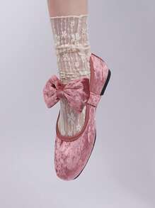 Damenschuhe mit flachem Absatz, Neuheit Sommer 2025, Ballerinas mit rundem Zehenbereich, Wildleder, ausgeschnitten, Schleife, Schnalle, Rosa Loafers, Ballerinas, Mary Jane Schuhe, vielseitig modisch-Lässig, bequem & leicht, Damenschuhe in Große Größen, Rosa Schuhe