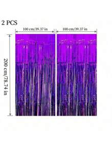 4 件装铝箔窗帘背景银色金属丝箔流苏窗帘照片亭道具适用于生日婚礼订婚婴儿洗礼单身派对圣诞节节日庆祝派对装饰品 - 淺藍色 - 查看 18