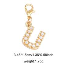 2Pcs Gold Color Letter Alloy Pendant With Faux Pearls Alphabet Charm Women Ladies Bag Clothes DIY Craft Decor A - Z