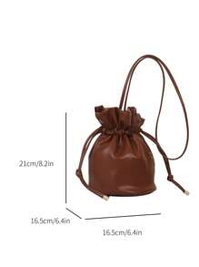 Drawstring Bucket Bag, Simple Drawstring Cross-Body Shoulder Bag
