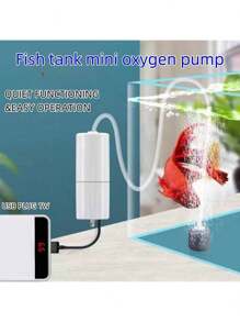 1 件迷你水族箱空气泵，静音增氧泵，便携式小型氧气泵，小型钓鱼增氧机，多种颜色可选，适用于家庭鱼缸、养鱼、钓鱼鱼缸用品，USB 供电