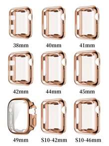 Huastonband Compatible With Apple Watch Band And Watch Protective Case Cover Rose Gold 38mm 41mm 42mm 40mm 44mm 45mm, Series SE/S11/S10/S9/S8/S7/S6/S5 Classic Fashion Ultra-Thin Comfortable Soft Band And Dust-Proof Anti-Drop Rose Gold Screen Protector Protective Case Cover For Men And Women Smartwatch Accessories Wristband, Summer Women's Accessories Beach Party Event Dance Festival Gift Graduation Season Back To School Season. - Brown - View 5