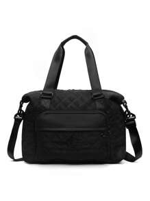 Embroidered Diamond Check, Duffel Bag, Travel Bag, Large Capacity Travel Bag, Multi-Pocket Storage, Leisure Travel, Business, Tourism, Hospital, Nylon Sports Bag, Vacation School Storage Outdoor Beach Sports Bag, Dance Travel Dry And Wet Separation Fitness Bag, Men And Women Tote Bag, Children's School Luggage Storage Bag - Multicolor - View 17