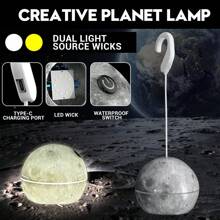 [Creative Planet Lamp] 3-Color Light Source + Type-C Fast Charging No-Installation Hook Design ▎Waterproof For Rainy Days Use Bedroom/Camping Atmosphere Artifact