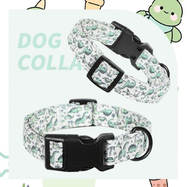 1pc Adjustable Animal Theme Dog Collar - Dinosaur And Pink Flamingo, Pink Diamond Unicorn Print, Soft Cloth, Quick Release Buckle For Small/Medium/Large Dogs. Puppy Keep Puppy Keep Perfect Gift For Parties, Walks And Photoshoots (Unisex, Holiday Pet Accessories) Dog Items
