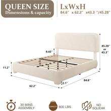 Platform Bed Frame With Height Adjustable Headboard, Modern Upholstered Cloud Bed, Sleek Curved Design, No Box Spring Needed, Easy Assembly, Noise Free,