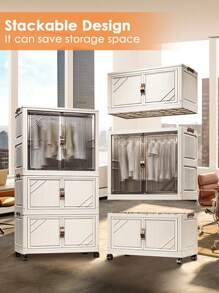 Portable Closet Wardrobe, Folding Cabinet With Hanging Rod And Door, Closet Hanging Organizer Bedroom Armoire Portable Closets For Hanging Clothes, Stackable Storage Box Easy Assemble, Large Capacity Closet Storage For Bedroom, Living Room, Home Decor Apartment Essentials Home Essentials Room Decor Clothes Organizer Closet Organization And Storage Bedroom Decor Clothes Storage Dresser For Bedroom Dorm Room Essentials College Wardrobe Closet Furniture Closet Door Kitchen Cabinet Storage Toy Box Storage Cube Organizer Laundry Room Organization Clear Stackable Storage Drawers - 白色 - 查看 5