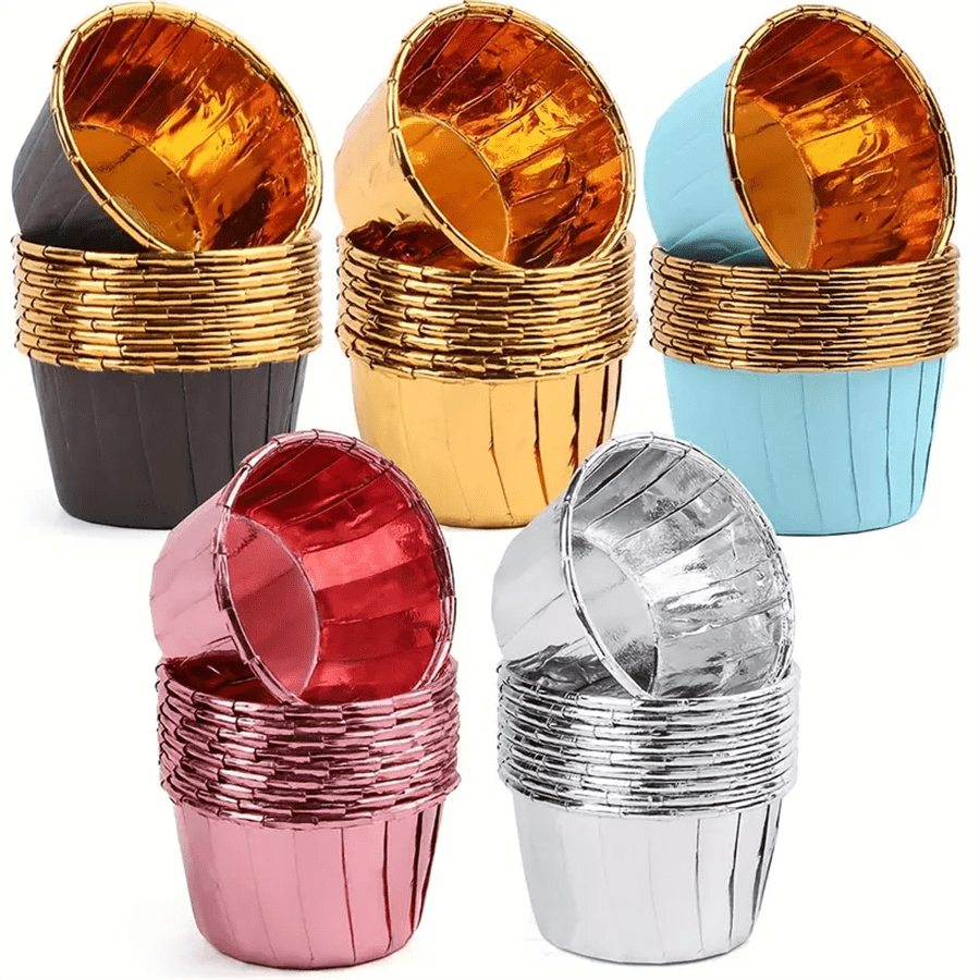 50pcs Circular Cupcake Cups, Baking Paper Muffin Liners, Heat Resistant Paper Baking Cups With Lid, Cupcake Molds, Muffin Cups, Grease-Proof Paper Cups For Christmas, Halloween, Thanksgiving Party Cakes