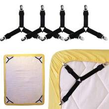 4 pièces de fixations élastiques ajustables pour draps/couettes/couvertures, pinces de fixation extensibles de forme triangulaire pour draps, housses de matelas, coussins de canapé, pinces pour couette, pinces métalliques