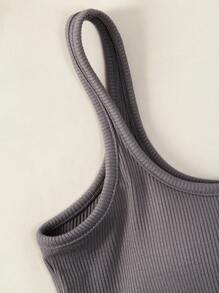 Casual Versatile Solid Color Padded Camisole - Grey - View 8