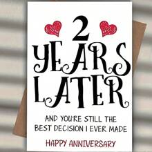 1pc Romantic 2nd Anniversary Greeting Card With Envelope - "2 Years Later" Sweet Message, Perfect For Him Or Her, Creative Wedding Anniversary Gift Idea, Blank Inside For Touch, Anniversary Gift For Couple - Multicolor - View 13